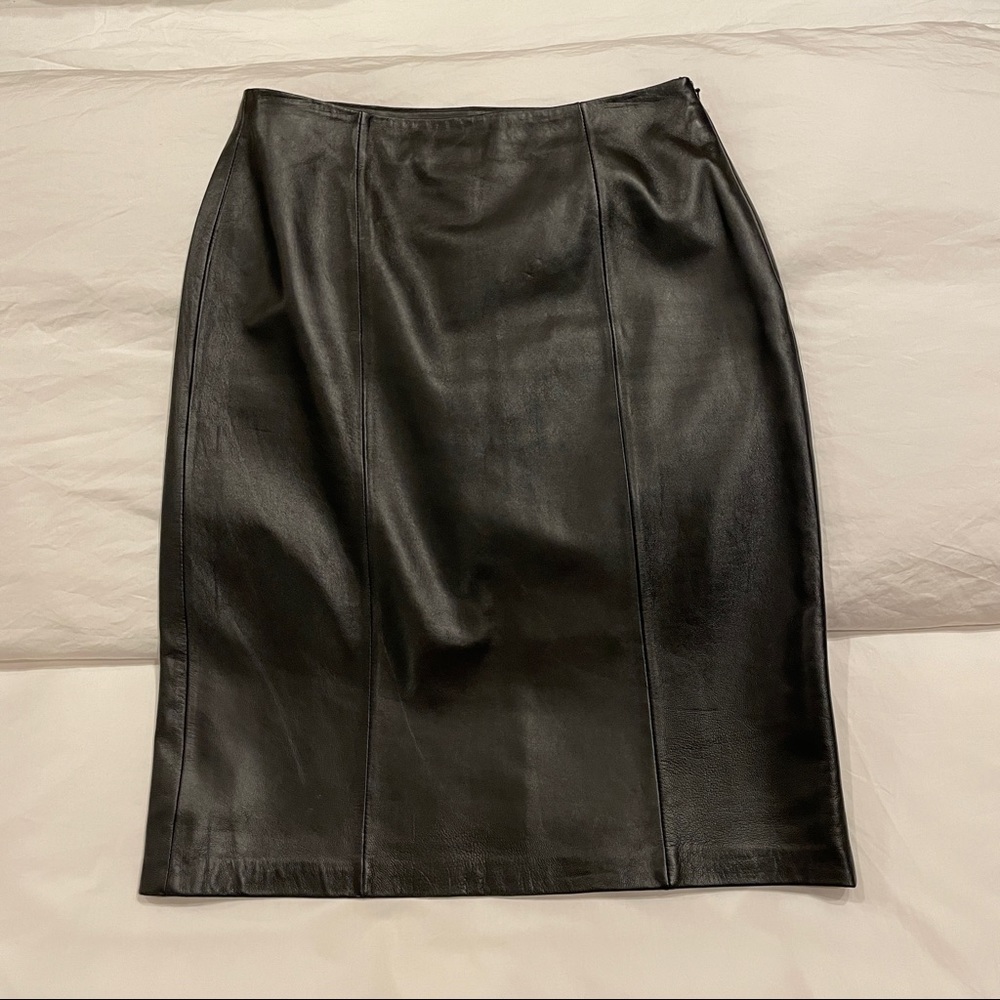 Jaclyn Smith 100 Leather Vintage Black Skirt 6